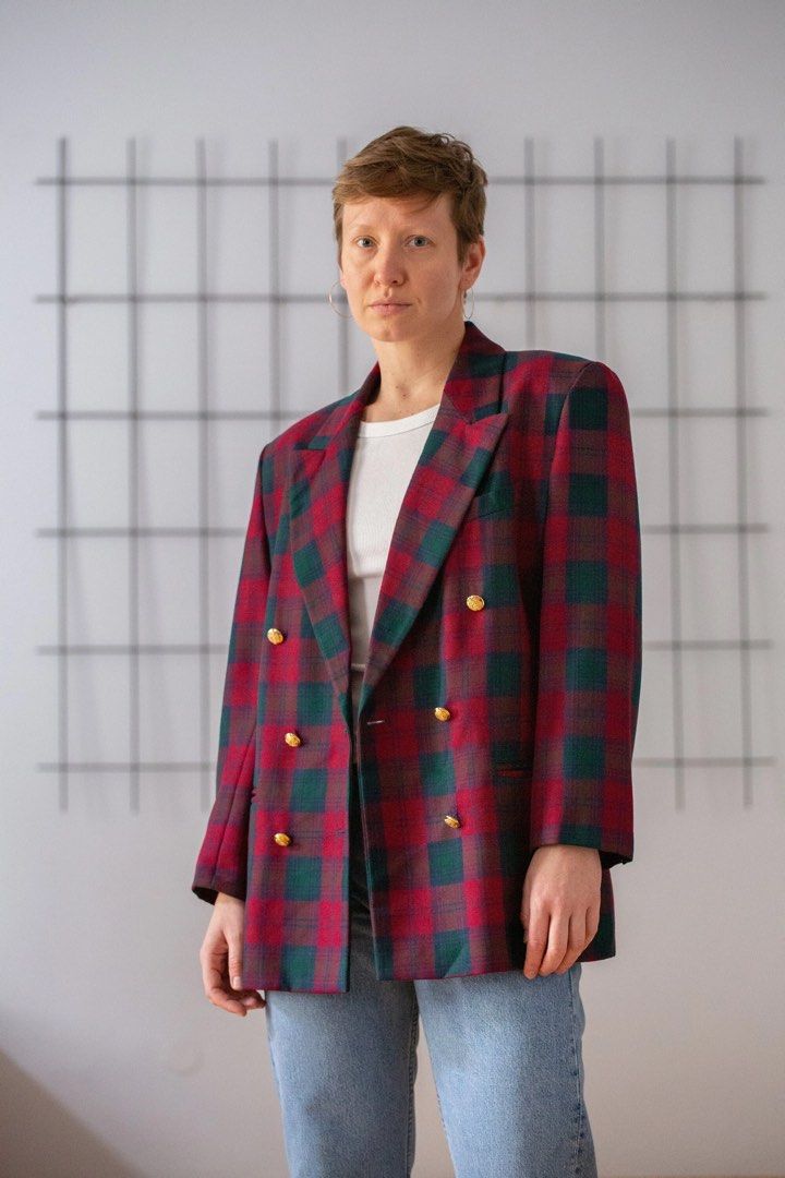 Marks & Spencer Tartan Plaid Double Breasted Gold Button Coat Jacket (Category: Coats, Jackets and Outerwear) located in Dinalupihan. Submitted by brokencasket (Listing ID 1469918471, Image 3). Description: Marks & Spencer Tartan Plaid Double Breasted Gold Button Coat Jacket Size 38 on tag. Measurements on photo. .