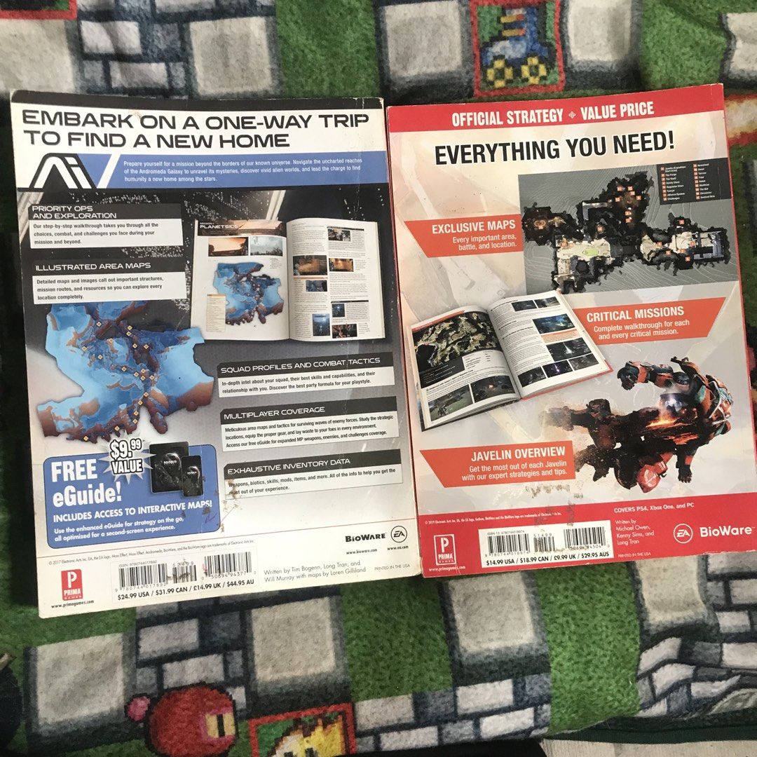 Mass Effect Andromeda & Anthem Official Strategy Guides Set (Category: Storybooks) located in Rizal. Submitted by makoroku89 (Listing ID 1469761422, Image 2). Description: - Bundle of 2 official Prima strategy guides: Mass Effect Andromeda and Anthem - Packed with maps, mission walkthroughs, and tactical data - Softcover books with clean pages inside - Light edge wear on covers from normal shelf storage Note: Please message me first before decide
