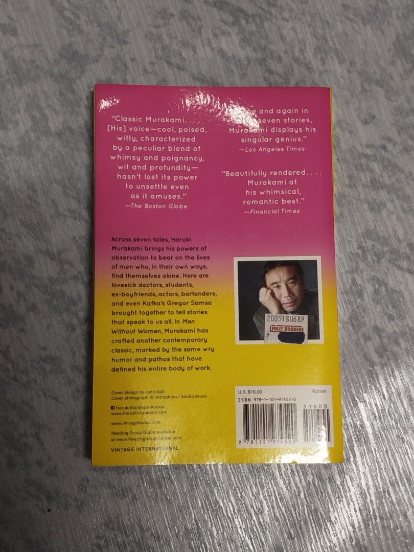 Men Without Women by Haruki Murakami (Category: Storybooks) located in Marikina City. Submitted by cloudescollection (Listing ID 1469774272, Image 2). Description: Men Without Women by Haruki Murakami Tanned pages Clean copy; no annotations.