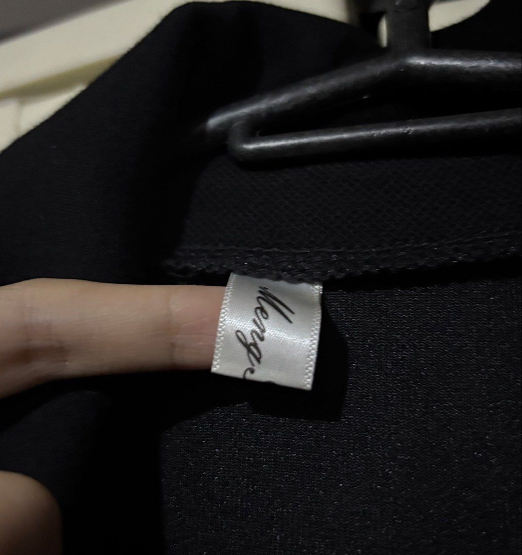 Meng Black Open Front Cardigan Jacket (Category: Coats, Jackets and Outerwear) located in Manila. Submitted by missmix_08 (Listing ID 1469861996, Image 2). Description: - Brand: Meng - Color: Classic black - Design: Open front with stylish draped lapels - Features: Practical side pockets, structured ribbed cuffs and hem - Fit: Relaxed drop shoulder for comfortable, versatile layering - Condition: Brand new/Excellent (Ready to wear).
