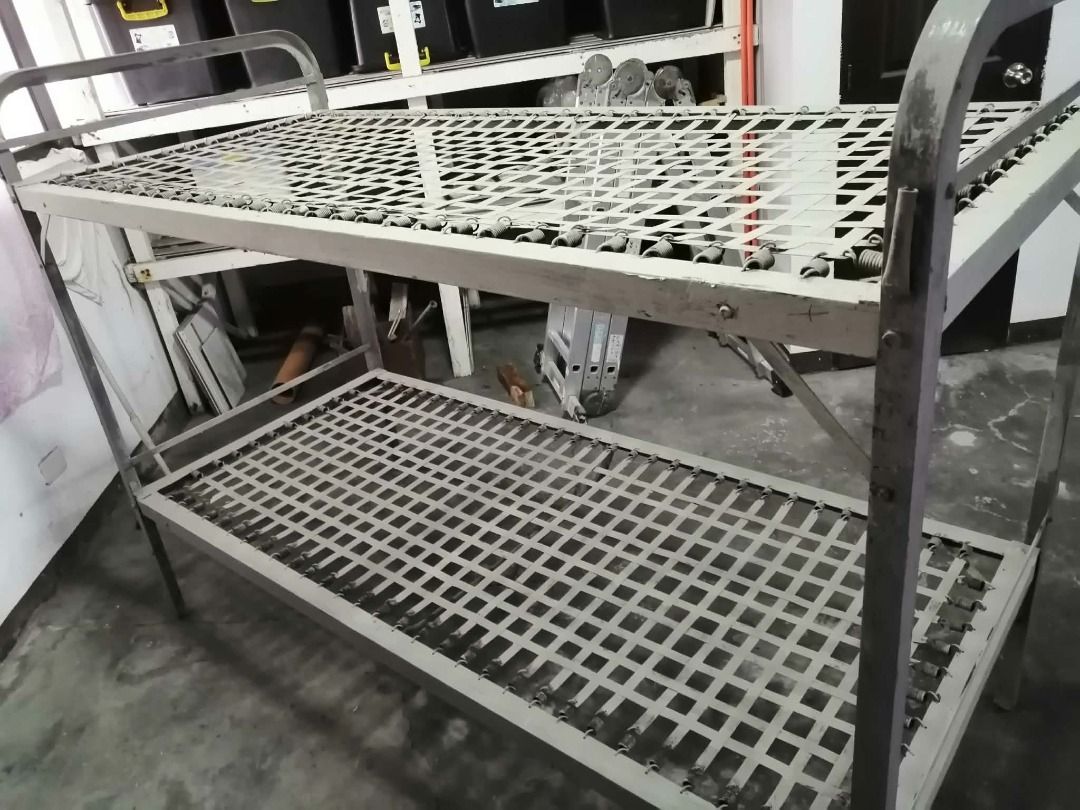 Metal Frame Bunk Bed with Wire Mesh Spring Base Double Deck (Category: Bed Frames & Mattresses) located in Manila. Submitted by nonoyamie (Listing ID 1469853148, Image 3). Description: - Sturdy metal frame with durable grey painted finish - Dual-tier design ideal for maximizing space in bedrooms or dorms - Built-in wire mesh spring support base for comfortable mattress placement - Strong structural posts and side rails (approx. 1.5 inches thick) 