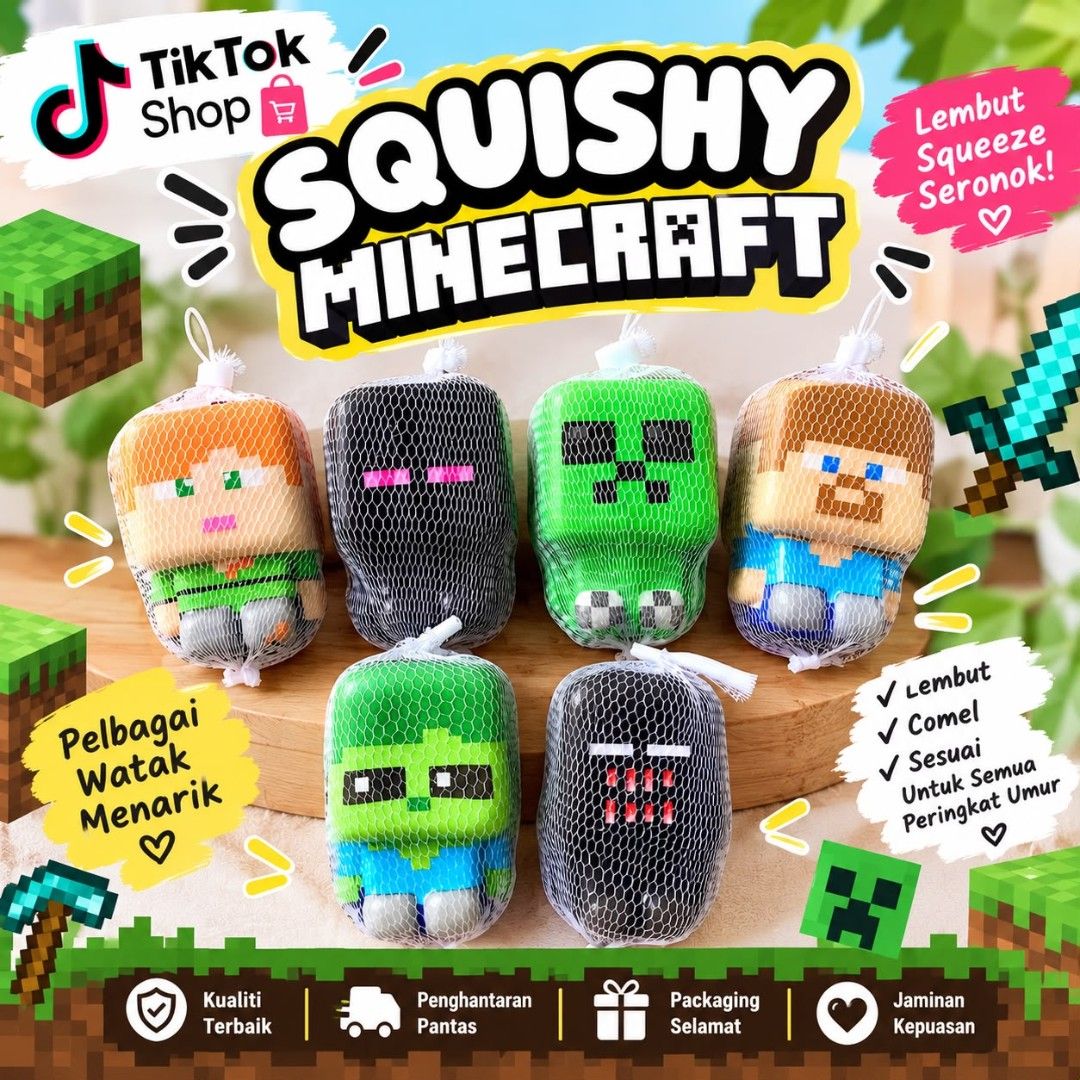 Minecraft Squishy Toy Characters Soft Stress Relief, Toys ...