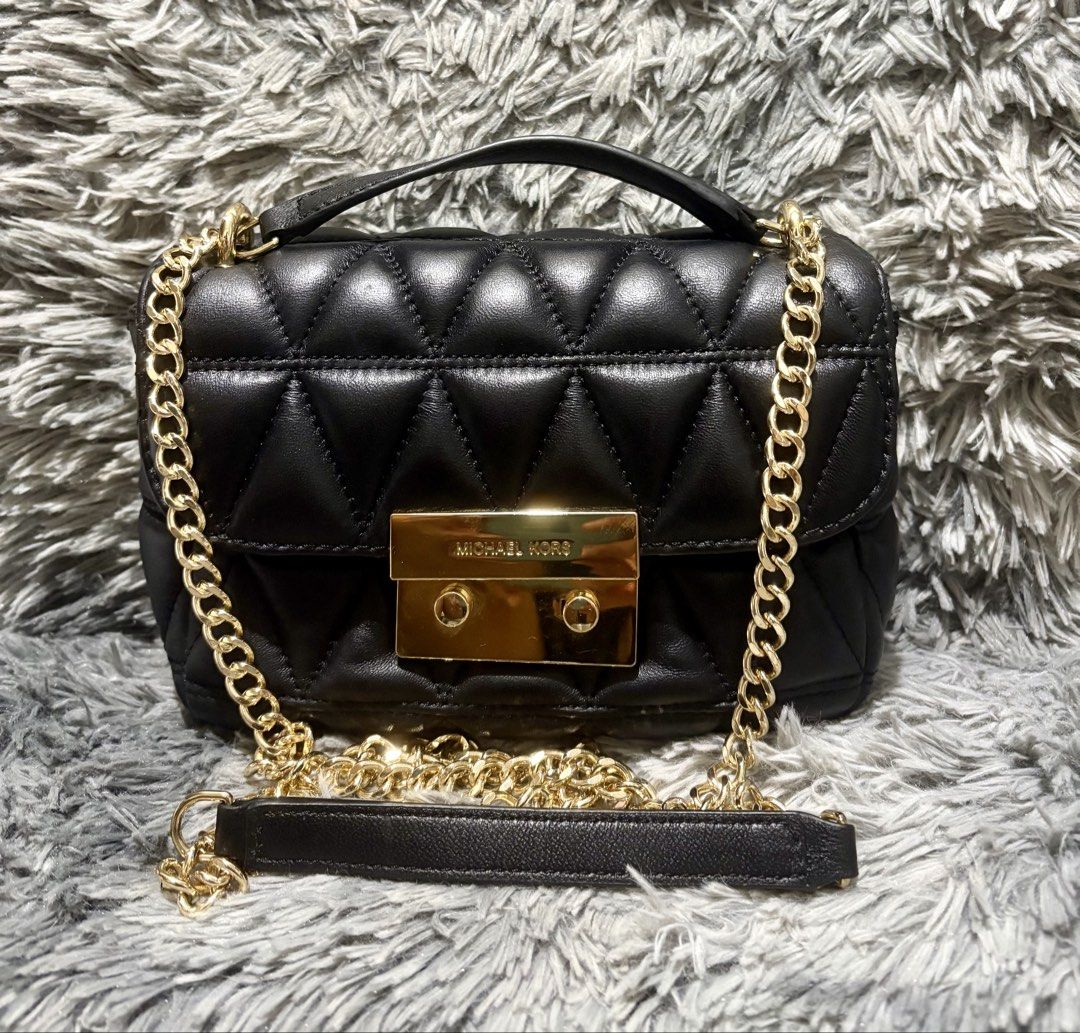 MK Sloan (Category: Luxury Bags & Wallets) located in Manila. Submitted by jlj_v.2_oshop (Listing ID 1469823438, Image 1). Description: ORIGINAL MK Sloan Quilted Small Chain Shoulder Bag in black leather with gold-tone hardware. Small size convertible crossbody/shoulder bag. .