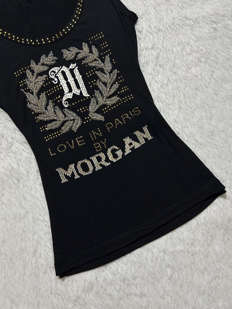 Morgan De Toi sleeveless fitted top (Category: Sleeveless) located in Quezon City. Submitted by herarchiveph (Listing ID 1469893427, Image 2). Description: Morgan De Toi sleeveless fitted top XS on tag Bust: 28 Inches (stretchable) Length: 25 Inches - in excellent condition - issue: missing beads.