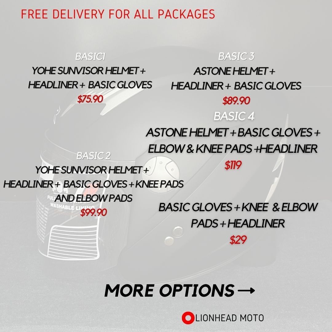 MOTORCYCLE HELMET BEGINNER RIDER PACKAGE ( GLOVES/HELMETS/KNEE & ELBOW ...