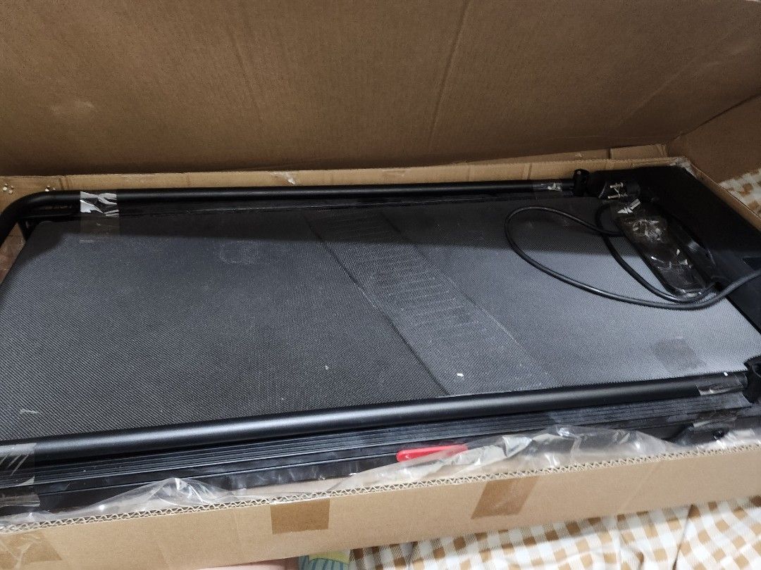 Motorized Treadmill (Category: Cardio & Fitness Machines) located in Quezon City. Submitted by fiercemountain.885474 (Listing ID 1469843929, Image 1). Description: - Condition: Unused, opened only for inspection - Color/Design: Black frame with textured running belt - Inclusions: Original box and power cord - Delivery: Heavy item, self-collection preferred Orig price 4.7k selling for only 3.5k still negotiable pickup or lalamove only.