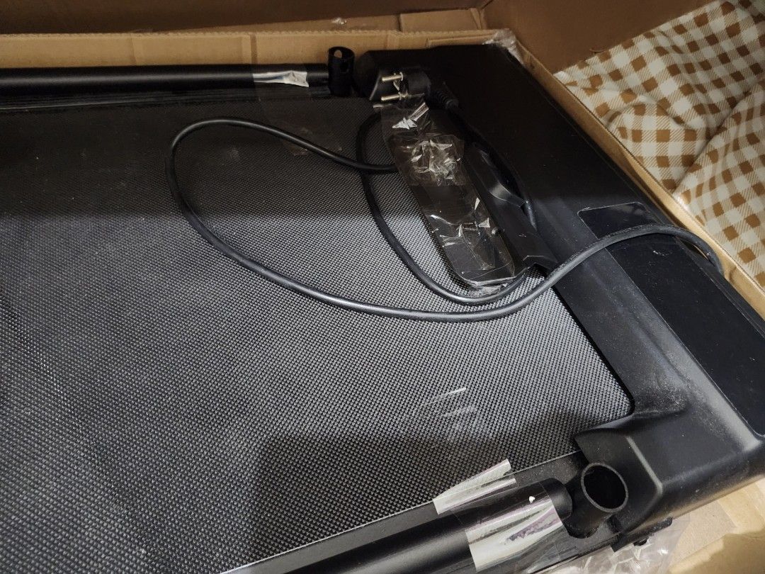 Motorized Treadmill (Category: Cardio & Fitness Machines) located in Quezon City. Submitted by fiercemountain.885474 (Listing ID 1469843929, Image 2). Description: - Condition: Unused, opened only for inspection - Color/Design: Black frame with textured running belt - Inclusions: Original box and power cord - Delivery: Heavy item, self-collection preferred Orig price 4.7k selling for only 3.5k still negotiable pickup or lalamove only.