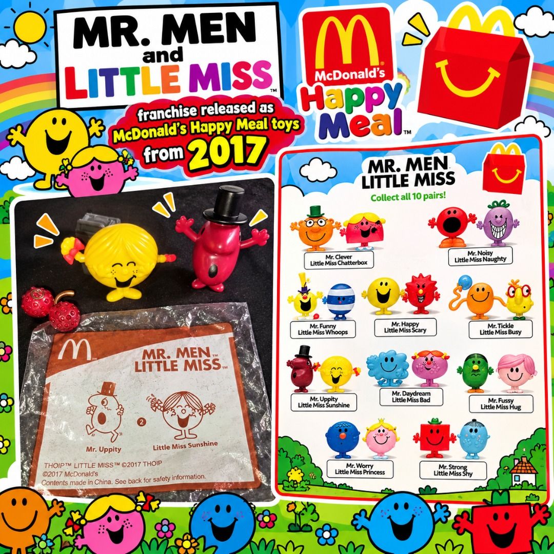 Mr. Men and Little Miss (Category: Kids Toys) located in Davao. Submitted by purple_stitch87 (Listing ID 1469905502, Image 1). Description: "Mr. Men and Little Miss " franchise released as McDonald's Happy Meal toys from 2017.