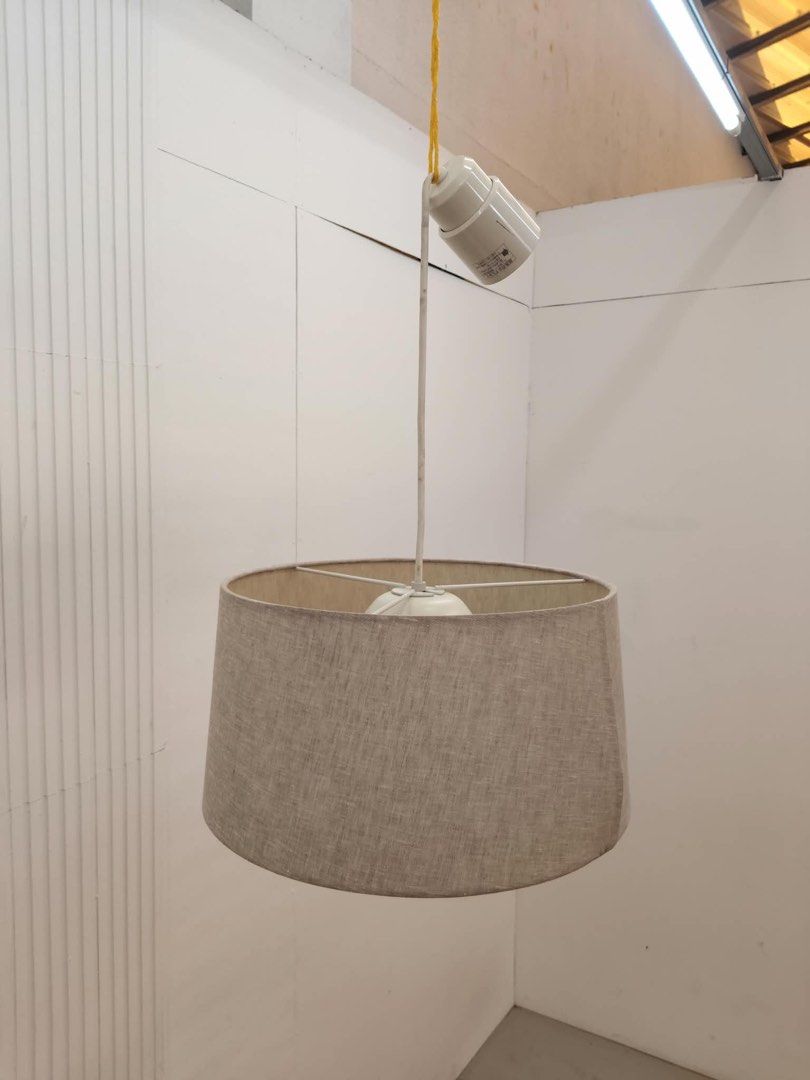 Muji Pendant Light (Category: Lighting) located in Quezon City. Submitted by matetdevis13 (Listing ID 1469924758, Image 3). Description: MUJI Modern Beige Fabric Drum Pendant Light Price: 1,900 L15 x H8 In good condition Code JMD3-M831A.