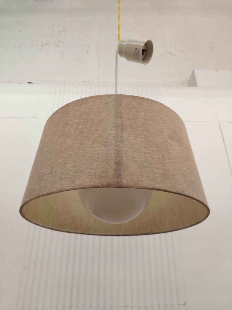 Muji Pendant Light (Category: Lighting) located in Quezon City. Submitted by matetdevis13 (Listing ID 1469924758, Image 1). Description: MUJI Modern Beige Fabric Drum Pendant Light Price: 1,900 L15 x H8 In good condition Code JMD3-M831A.