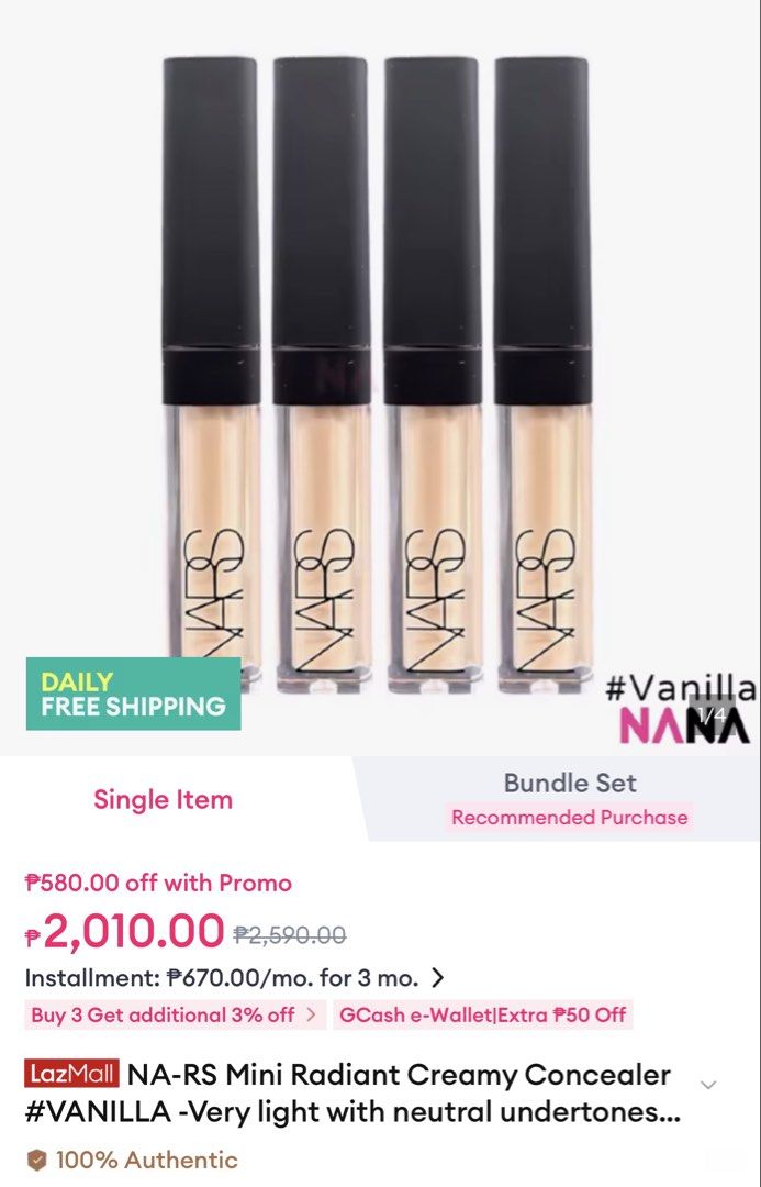 Nars Mini Radiant Concealer (Category: Makeup) located in Bulacan. Submitted by karisma_noverra (Listing ID 1469782848, Image 3). Description: Vanilla Custard Mini size.