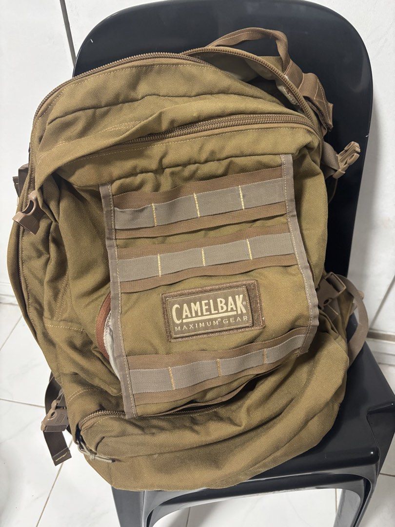 Negotiable:Camelbak Maximum Gear Tactical Backpack Coyote Brown (Category: Backpacks) located in Quezon City. Submitted by bianxabad (Listing ID 1469890190, Image 1). Description: - Authentic Camelbak Maximum Gear backpack in versatile coyote browno - Front MOLLE webbing for attaching extra tactical gear and pouches - Multiple zippered compartments with internal mesh organizer pockets - Padded main interior section to protect your gear and essent