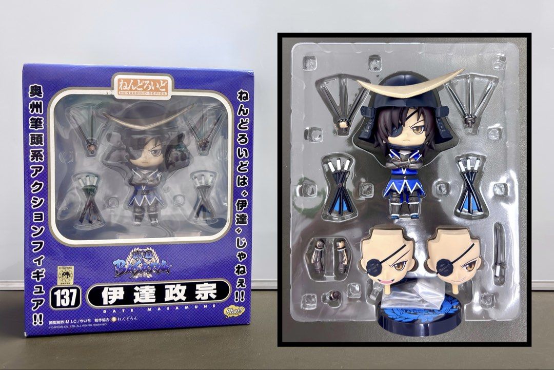 Nendoroid #137 Sengoku Basara - Date Masamune (Category: Other Merchandise) located in Tarlac. Submitted by ggplaysph (Listing ID 1469774475, Image 1). Description: Nendoroid #137 Sengoku Basara - Date Masamune • 1,800 pesos only • Authentic / BIB (dented box) • Complete accessories • Size: 4 inches 📍COD/COP available. Shipping fee must be paid first to secure your order. Item(s) payable upon delivery/pick-up..