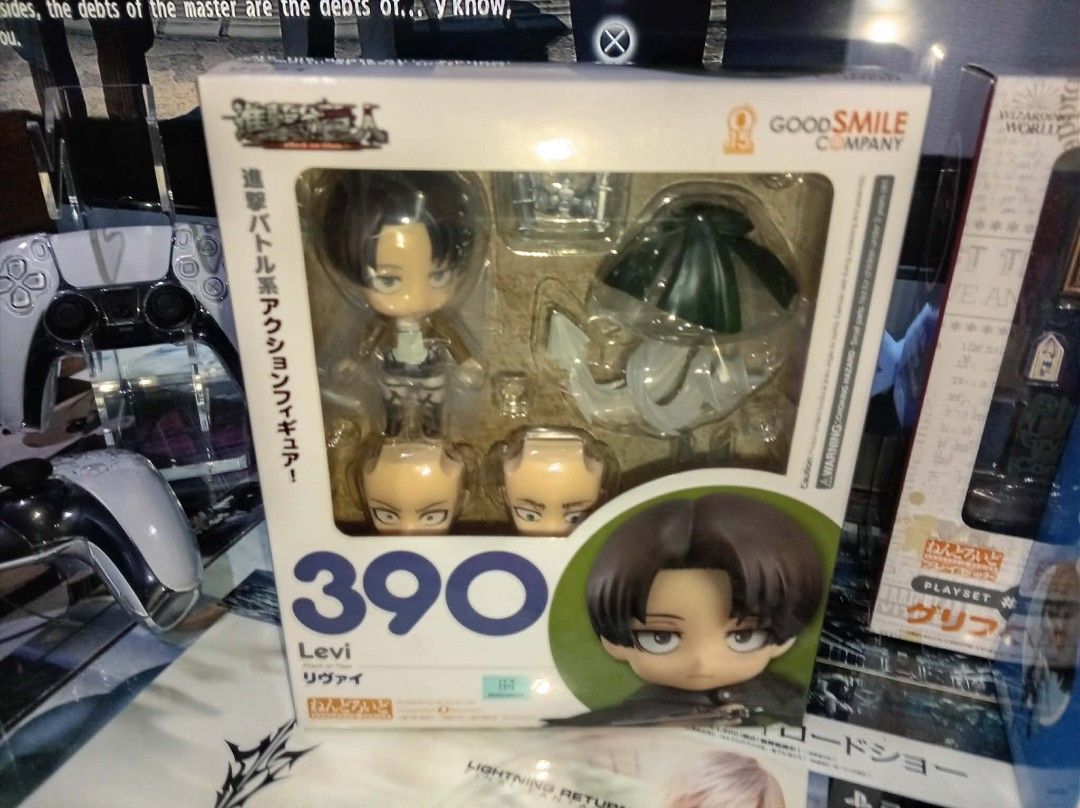 Nendoroid #390 Levi Ackerman (Category: Figurines & Statues) located in Valenzuela. Submitted by skjs_adiccion (Listing ID 1469916821, Image 1). Description: FOR SALE!!! MISB (BRAND NEW AND SEALED) Nendoroid #390 Levi Ackerman Attack on Titan • Character: Levi Ackerman (Attack on Titan) • Manufacturer: Good Smile Company • Number: Nendoroid #390 • Included Parts: Interchangeable faceplates, Survey Corps cape, vertical maneuvering equipment, and 3