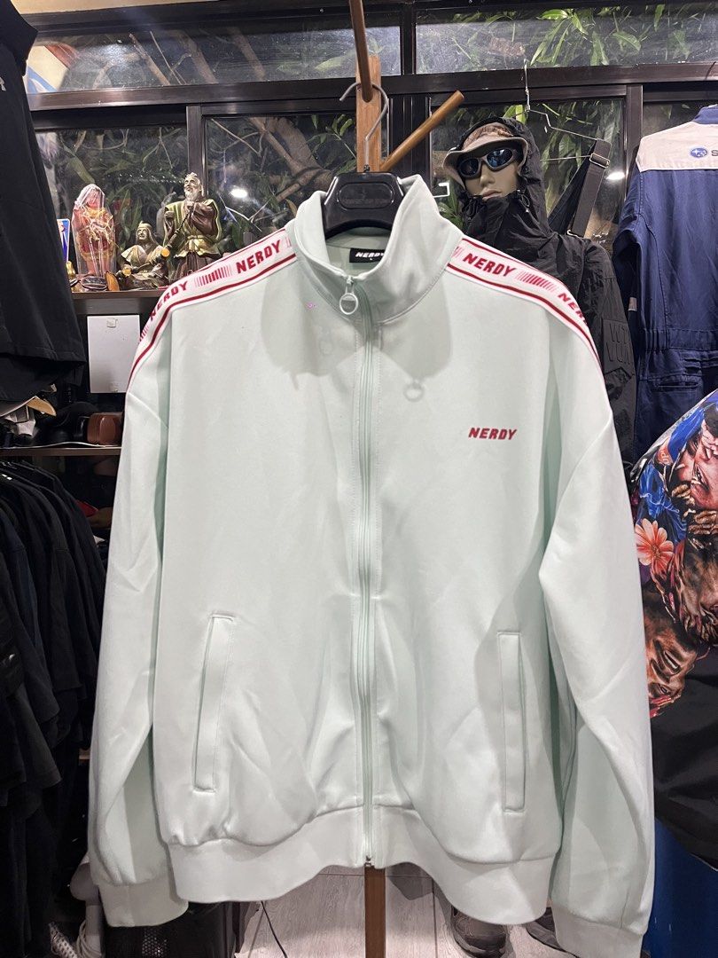 Nerdy Mint Set Track Jacket and Track Pants / Large (Category: Sets & Coordinates) located in Camalaniugan. Submitted by anarchymonopoly052128 (Listing ID 1469906957, Image 2). Description: Jacket Width: 26.5 Inches Length: 27.5 Inches Pants Length: 39 Inches Hem: 8 Inches Thigh: 12.5 Inches Waistline: Garterize 28 to 32 .