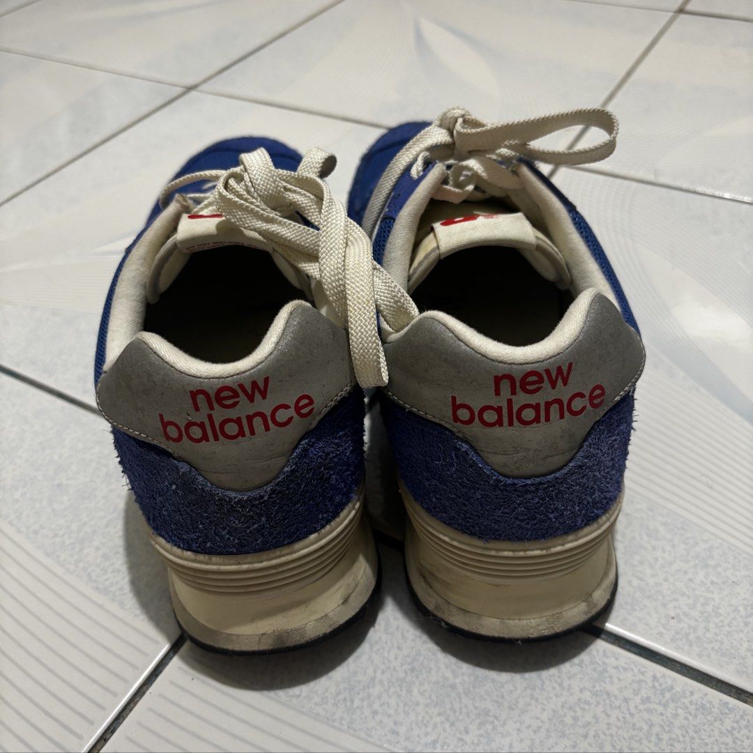 New Balance 574 Blue Suede Sneakers (Category: Sneakers) located in Magalang. Submitted by mvenetri (Listing ID 1469880968, Image 2). Description: New Balance 574 Blue Suede Sneakers - Auth - Size: US 9 / UK 8.5 / EU 42.5 / CM 27 - Pre-loved with minor scuffs and dirt marks on midsoles and uppers; plenty of life left! Once cleaned, could look brand new - Negotiable.