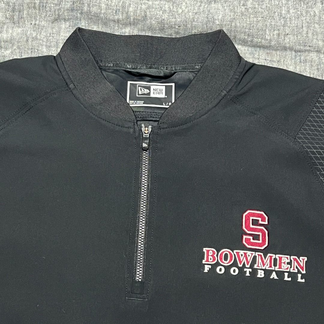 New Era Bowmen Football Quarter-Zip Performance Pullover Large (Category: Activewear) located in Talisay. Submitted by sidequested.archive (Listing ID 1469812960, Image 2). Description: 📝Details • Condition: Very good pre-loved condition with clean embroidered Bowmen Football logo, functional zippers, and minimal visible wear. • Color rating: 10/10 • Size: L (on tag; see measurements for accuracy) • Measurements (in inches): 24’ W × 30’ L ( fits