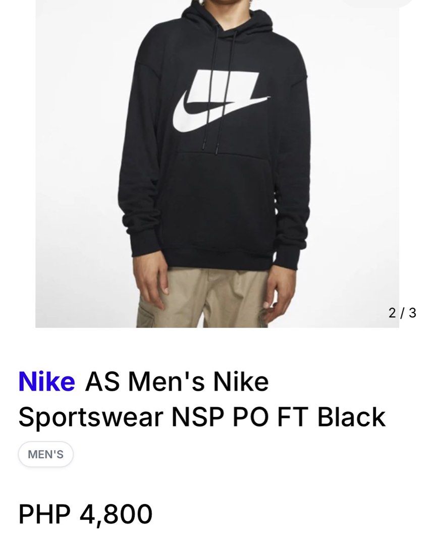 Nike NSW Hoodie (Category: Coats, Jackets and Outerwear) located in Taytay. Submitted by leanmark103093 (Listing ID 1469903551, Image 1). Description: Naykee Mens NSW Hoodie Jacket XLarge on tag W27 L29 Excellent Condition No issue 📩📩📩📩.