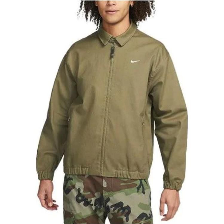 NIKE SB OLIVE GREEN ZIP UP JACKET (Category: Coats, Jackets and Outerwear) located in Quezon City. Submitted by unholy_finds (Listing ID 1469870698, Image 2). Description: - Brand: Nike SB - Color: Olive green - Size: XL - Features: Full zip front, collar, dual zipped side pockets, and white embroidered swoosh logo - Origin: Made in Indonesia - Condition: Clean, versatile everyday layering piece.