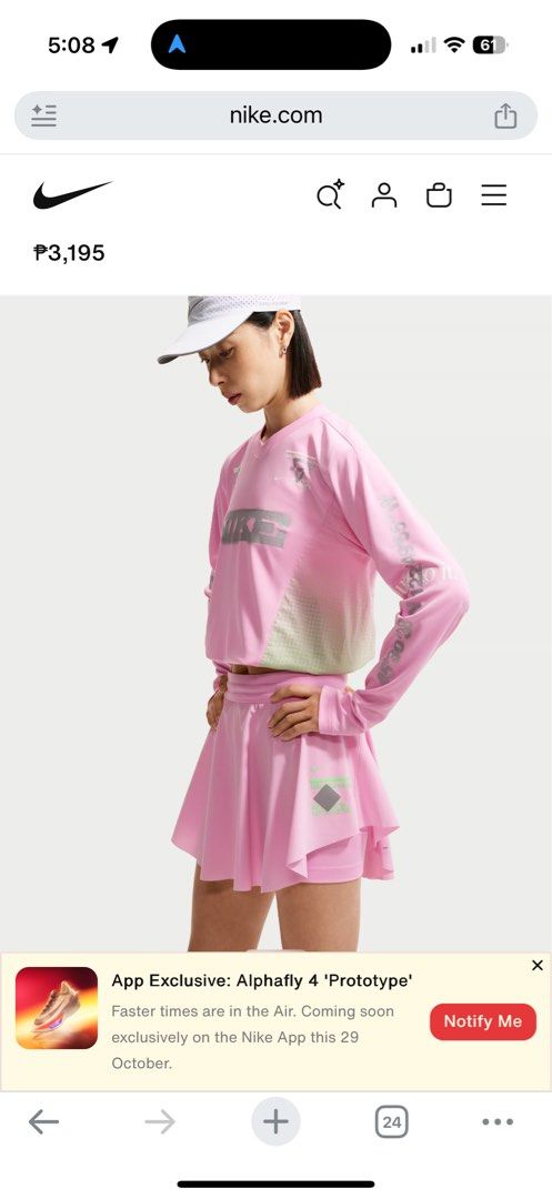 Nike swift running skort (Category: Activewear) located in Manila. Submitted by v2024 (Listing ID 1469847756, Image 3). Description: Small.