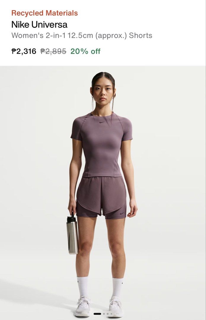 Nike Universa Dri-FIT Short Sleeve Top (Category: Shirts) located in Cabanatuan. Submitted by jstne_ (Listing ID 1469828817, Image 1). Description: - Brand: Nike Universa top - Color: Mauve purple - Size: M (tagged at inner collar) - Material: Dri-FIT (keeps you dry during workouts) - Design: Short sleeves, crew neck, subtle chest swoosh logo - Origin: Made in Vietnam - Condition: Clean, no stains or damage visible.