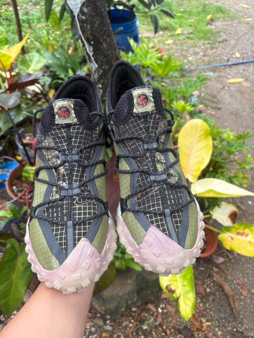 Nike x ACG Mountain Fly Low SE Pilgrim (Category: Sneakers) located in Danao, Cebu. Submitted by kentoy25 (Listing ID 1469834361, Image 2). Description: - Brand: Nike x ACG - Model: Mountain Fly Low SE - Colorway: Pilgrim (Earth-toned olive green with black and red accents) - Size: US 10.5 Men's - Key Features: Durable grid-patterned upper, secure rope lacing system, and rugged traction soles built for all terrains - Details: Iconic All Condition