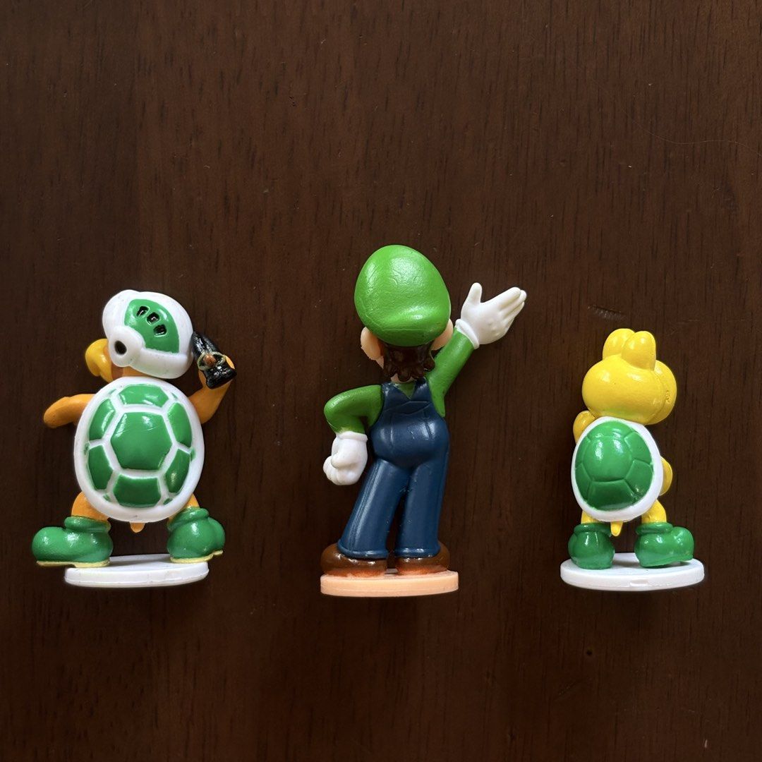 Nintendo Super Mario Luigi Koopa Troopa Figures (Category: Figurines & Statues) located in Manila. Submitted by aobacafe (Listing ID 1469821467, Image 2). Description: - Official Nintendo figures: Luigi, Koopa Troopa, and Hammer Bro - Authentic items with Nintendo copyright stamped on bottom bases - Highly detailed costumes and dynamic poses - Includes display stands for all 3 pieces - Perfect collectibles for Super Mario fans.