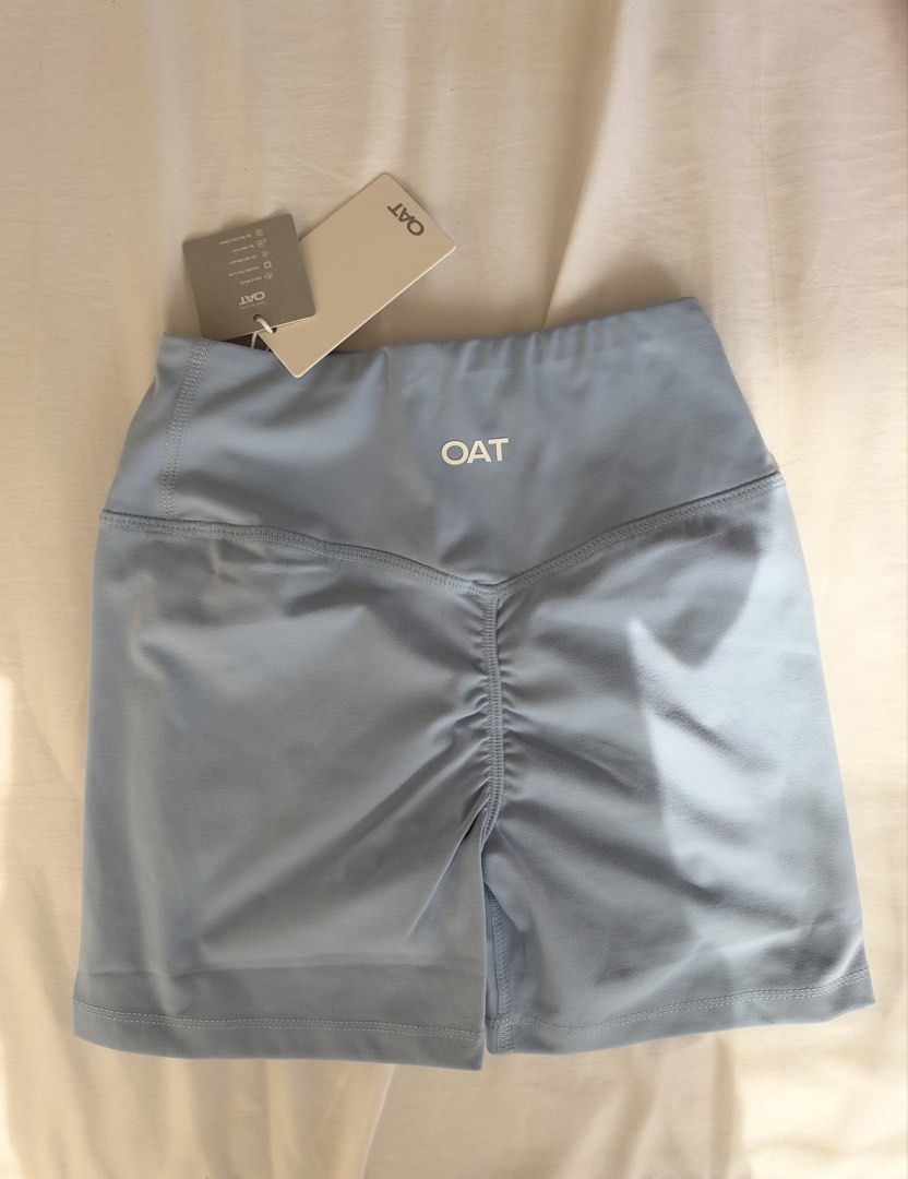 OAT active Core Invisible Scrunch Shorts [Frost] (Category: Shorts) located in Manila. Submitted by litolmissshopaholic_ (Listing ID 1469770156, Image 2). Description: - Brand: OAT RFS: Wrong Order Original price: 1650 - Color: Light blue (Frost) - Condition: Brand new with tags (Never worn) - Fit: High-waisted with a flattering scrunch back detail - Fabric: Super stretchy and comfortable - Best for: Gym workouts, active sessions, or casual wear.