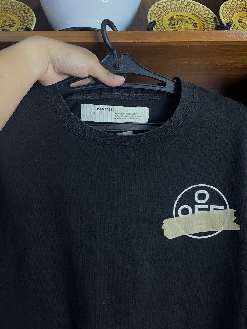 OFF WHITE (Category: Tshirts & Polo Shirts ) located in Davao. Submitted by the_rare_hustla (Listing ID 1469860377, Image 3). Description: OFF WHITE Issue Minimal Hairlines Need Wash Only Color rate 9.5/10 Width - 19 Length - 26 Size M on tag Fit to Med-Large Dm If Interested!.