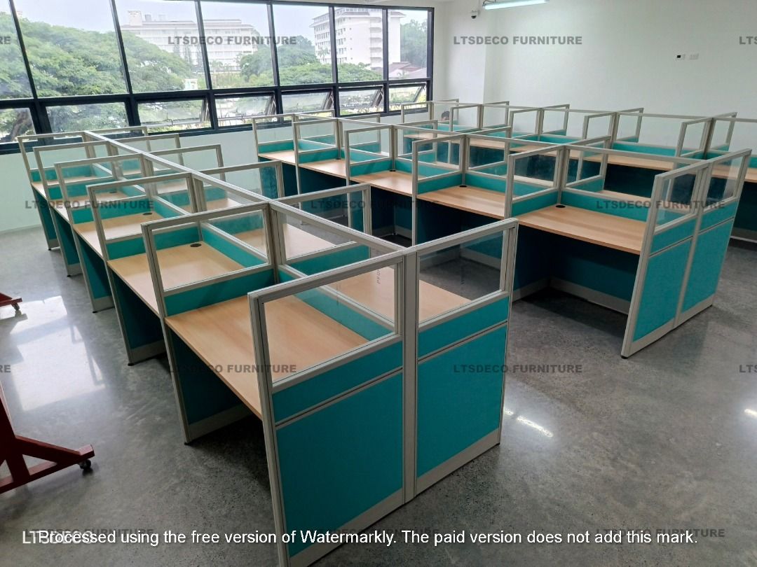 Office Partition Workstation Cubicles with Teal Panels Office Partition ...
