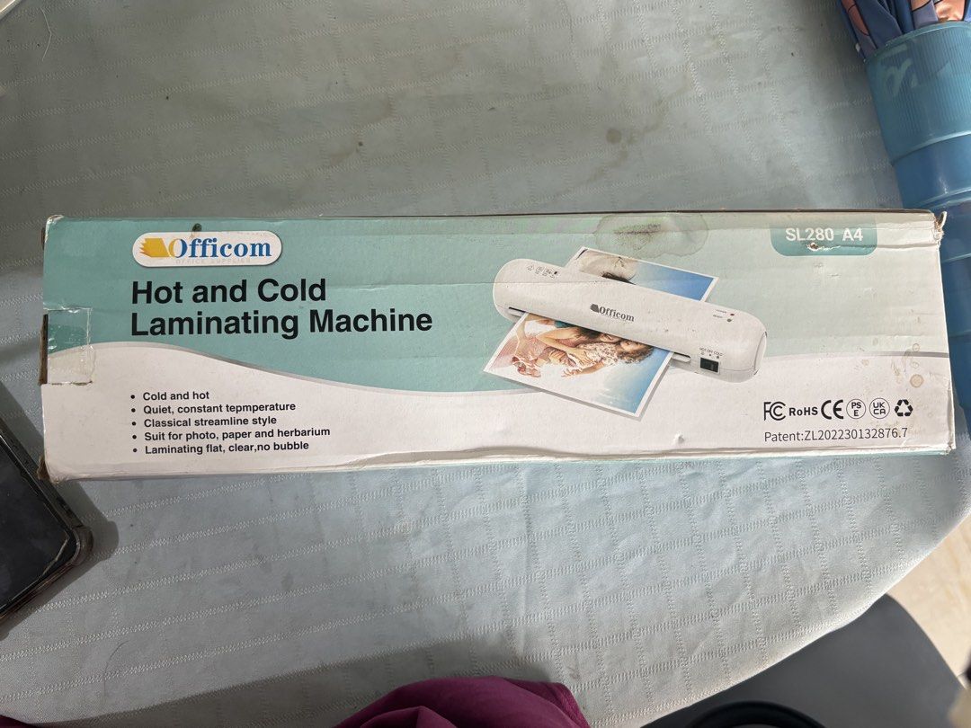 Officom Laminating Machine (hot and cold) (Category: Printers, Scanners & Copiers) located in Manila. Submitted by channabe (Listing ID 1469800813, Image 1). Description: Officom SL280 A4 Laminator - like new, complete with original box and internal plastic wrapping - supports both hot and cold lamination - used once only rfs: not needed anymore 📍 quezon city.