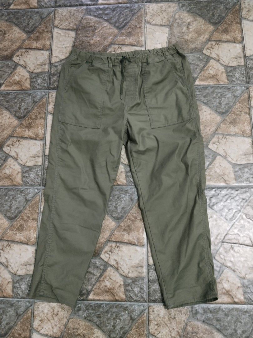 Okayama Denim baker pants (Category: Jeans) located in Legazpi City. Submitted by genobecollectives (Listing ID 1469871118, Image 1). Description: Okayama Denim baker pants 1500 plus sf size large on tag 30-36 thigh 12.5 8 leg opening - Color: Olive Green - Origin: Made in Japan - Size: LL - Material: Cotton and polyurethane blend - Waist: Elastic waistband with drawstring - Pockets: Functional front and back pockets - Fit: Comfortable relaxed fi