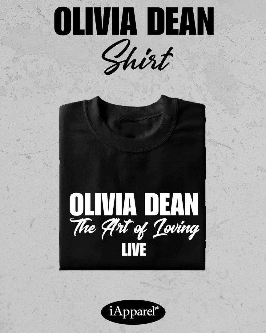 OLIVIA DEAN SHIRT (Category: Shirts) located in Makati City. Submitted by peachesdiala (Listing ID 1469873744, Image 3). Description: Sizes available: XS | S | M | L | XL | 2XL | 3XL PRICE: 250 pesos only ✓Yes to choosing of design/shirt color/size ✓High-quality t-shirt and print. ✓Many designs to choose from. ✓We accept resellers. 📍Palanan, Makati City.