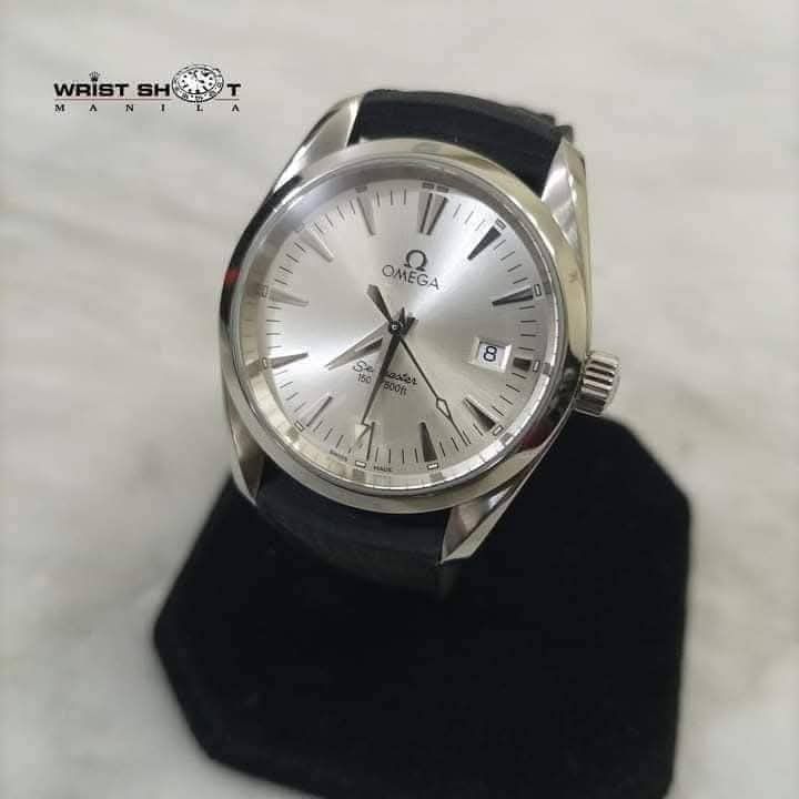 Omega Seamaster Aquaterra 36 (Category: Everything Else Others) located in Quezon City. Submitted by wristshotmanila (Listing ID 1469765703, Image 2). Description: Omega Seamaster Aquaterra 36 88,500 pesos unisex Reference: 251830 Rating: 9/10 Case: 36mm midsize Rubber strap signed omega buckle Omega plastic watch case Movement: Quartz Crystal: sapphire Year: 2004 (approximation) Watch only with omega transparent case No box No card red app: @wri