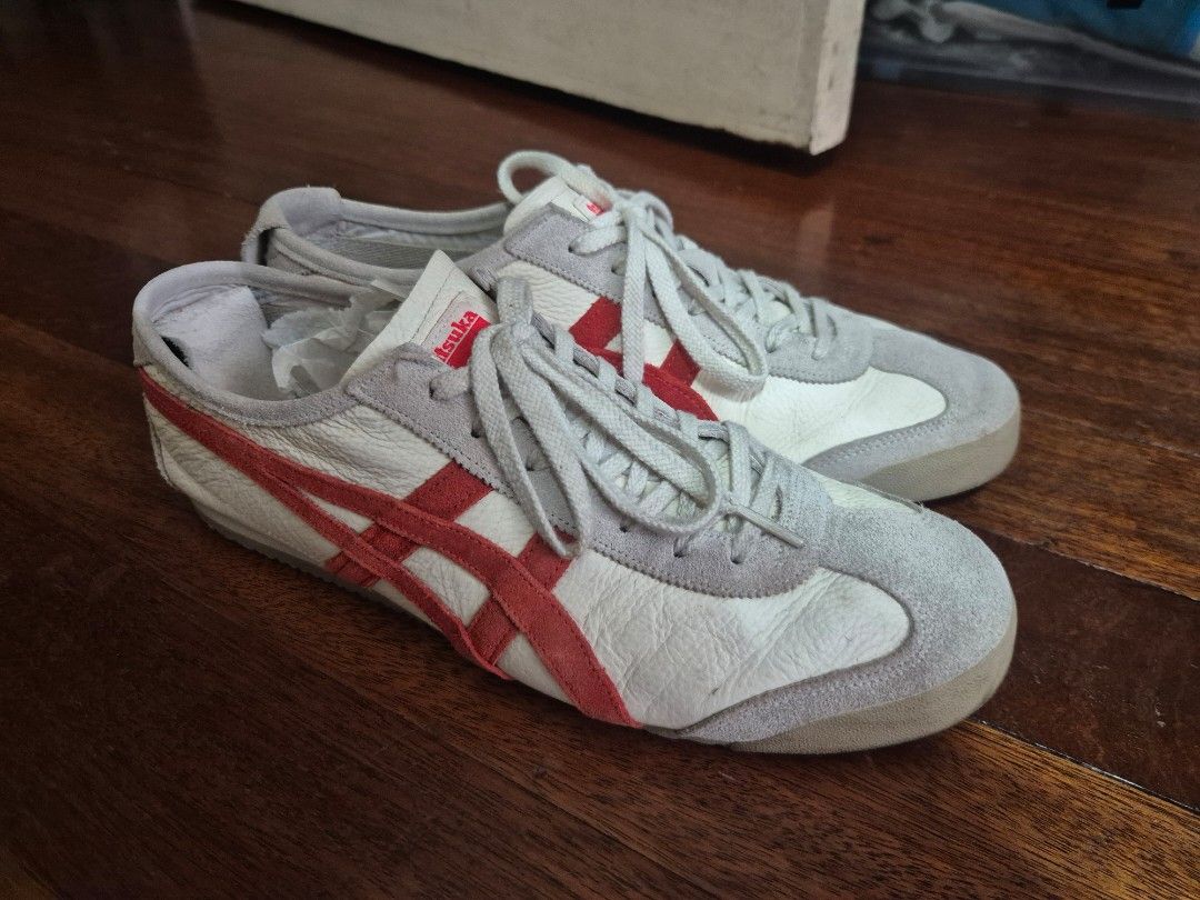 Onitsuka Tiger Mexico 66 White Red (Category: Casual Shoes) located in Pasay City. Submitted by chrisjc3 (Listing ID 1469762346, Image 1). Description: - Brand: Onitsuka Tiger - Model: Mexico 66 (Code: 1183B391) - Colorway: White and Red with Grey Suede Overlays - Size: US 9.5 / EUR 43.5 / CM 27.5 pick up or delivery only.