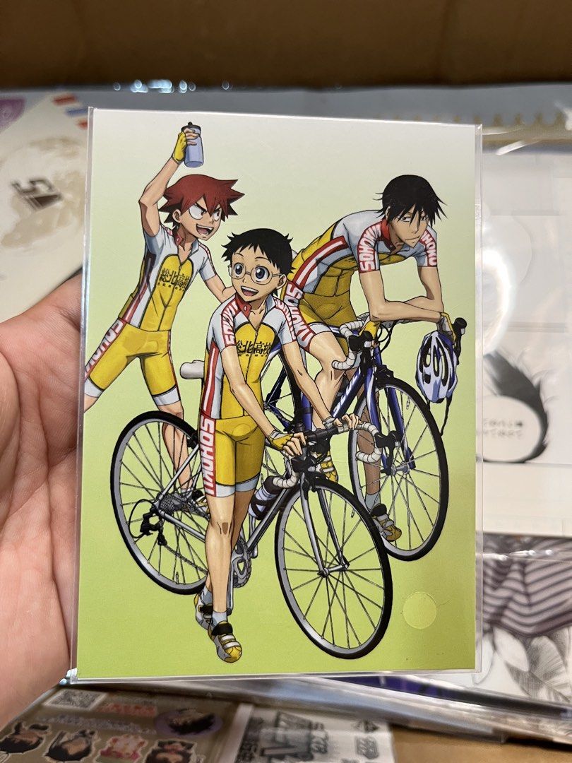 Onoda, Naruko, Imaizumi (Category: Raw Singles) located in Gapan. Submitted by lunashop14 (Listing ID 1469837497, Image 1). Description: - Item: Yowamushi Pedal Postcard - Characters: Onoda, Naruko, and Imaizumi (Sohoku Team) - Design: Lime green background with crisp print and vibrant colors - Condition: Brand new, sealed in a clear protective sleeve - Perfect for anime and cycling fans/collectors.