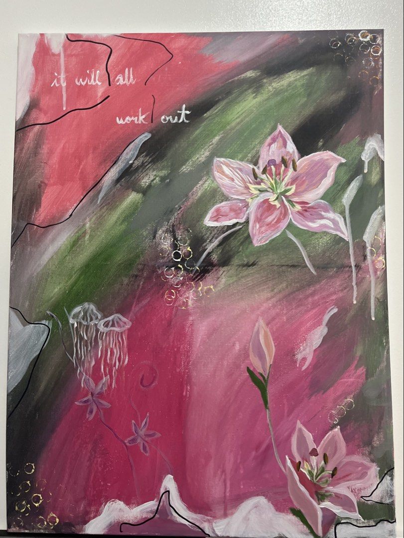 Original Abstract Acrylic Painting (Category: Art & Prints) located in Cavite. Submitted by 1220_official (Listing ID 1469936895, Image 2). Description: Seller is the artist 💗 Selling my abstract acrylic painting! "It will all work out"(2026) Acrylic on canvas 18x23 inches Varnished Comes with Certificate of Authenticity .