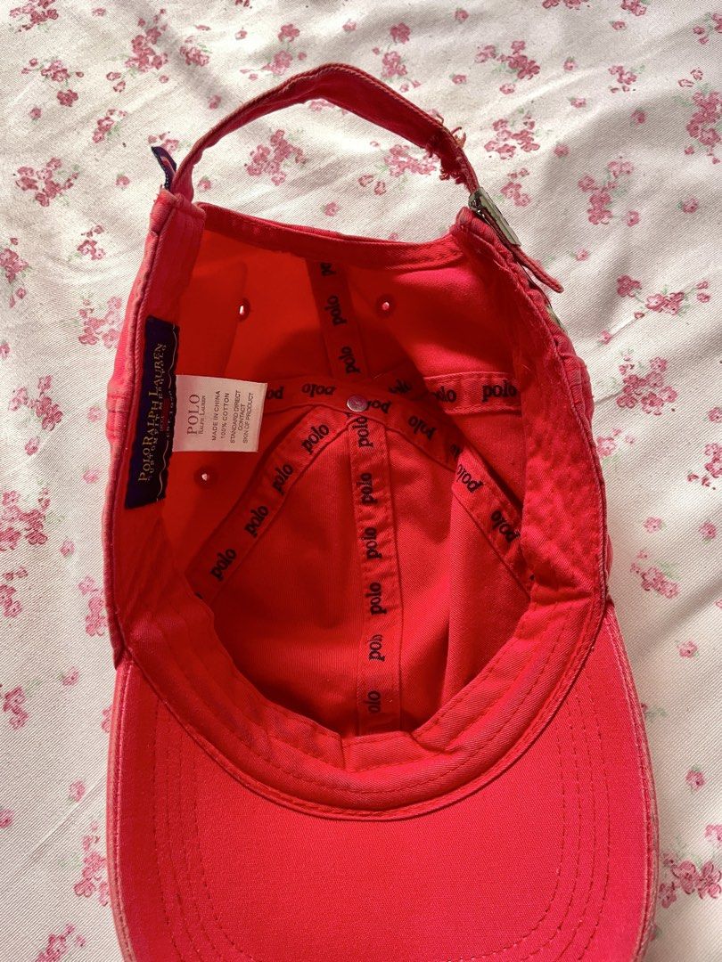 Original Authentic Ralph Lauren Cap in Red Aesthetic Pinterest (Category: Caps & Hats) located in Calamba. Submitted by minikuijuri (Listing ID 1469764182, Image 2). Description: - bought authentic ! - with flaws (rusting, etc.) see last pic. - negotiable, dm me!.