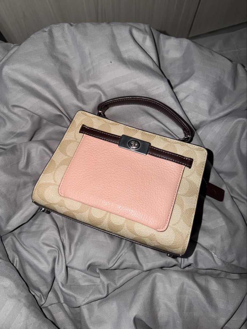 Original Coach Mini Lane Top Handle Bag (Category: Luxury Bags & Wallets) located in Manila. Submitted by darlingria (Listing ID 1469791802, Image 1). Description: excellent conditon! no scratches, scuffs, or rubs on leather panels and coated canvas. clean interior (no stains or marks). shiny and good as new. .