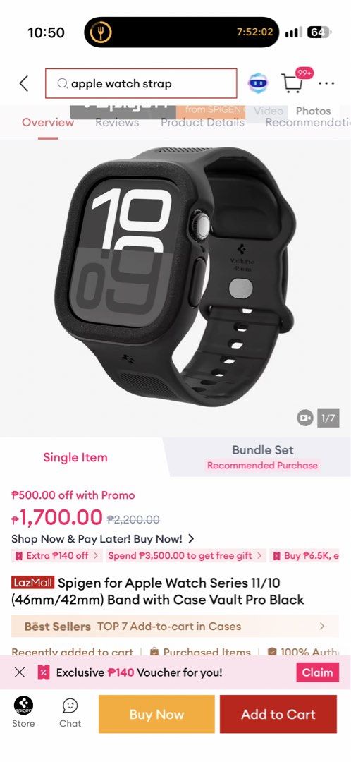 Original Spigen 46MM Band with Case Pro Vault (Category: Wearables & Smart Watches) located in Quezon City. Submitted by jndr1984 (Listing ID 1469904284, Image 1). Description: Used for a week only Price Posted fix No Box .