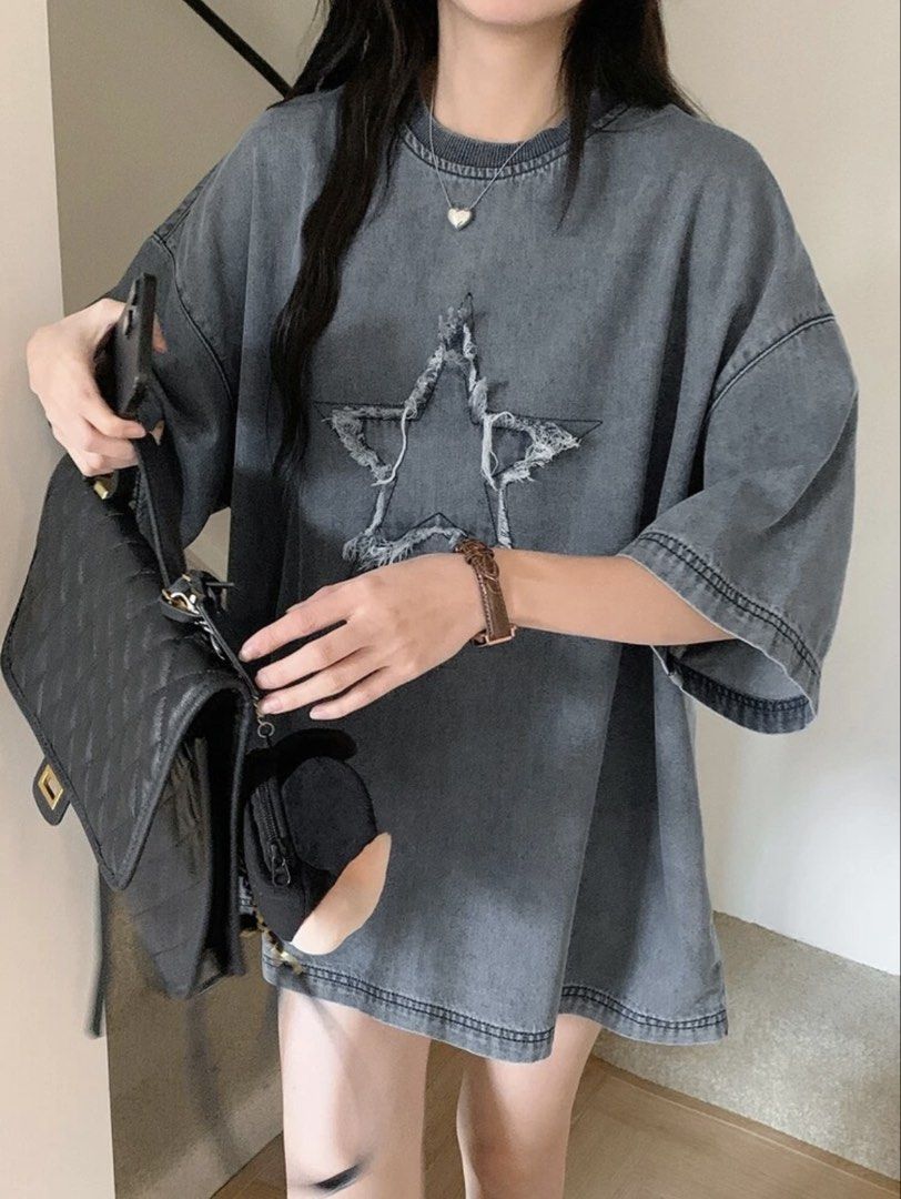 Oversized Acid Wash Denim Shirt (Category: Shirts) located in Manila. Submitted by joeypk (Listing ID 1469890747, Image 2). Description: - Shein Denim Shirt - Brand New / Never Worn - Medium - Original price : 500+ php.