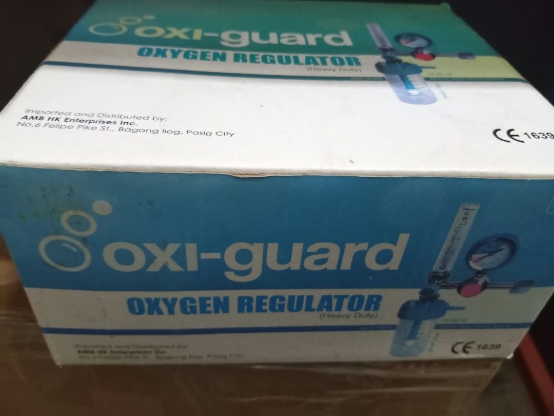 Oxi-Guard Heavy Duty Oxygen Regulator (Category: Medical Supplies & Tools) located in Pateros City. Submitted by JP0125 (Listing ID 1469852680, Image 1). Description: - Brand: Oxi-Guard heavy duty oxygen regulator - Condition: Brand new, unopened box, ready for use - Complete Set: Includes gauge, flow meter, and humidifier bottle as shown on packaging - Application: Essential medical equipment for oxygen tank setups - Location: Metro Manila / Shi