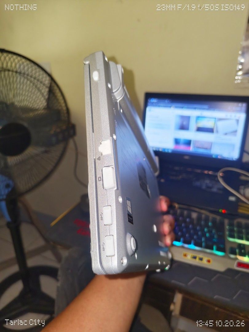 Panasonic Let's Note CF-SV7 Laptop with Sim LTE (Category: Laptops & Notebooks) located in Tarlac. Submitted by fiercecloud_2f1c27 (Listing ID 1469940711, Image 3). Description: - Model: Panasonic Let's Note CF-SV7 (Silver) - Condition: Powers on and works normally, runs Windows - Aesthetics: Lid covered in stylish int programming/tech stickers (C++, Ruby, HTML5, Android) - Features: Japanese keyboard layout and unique circular trackpad - Connect
