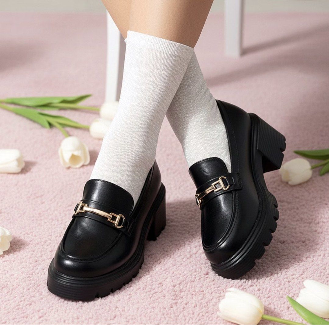 Parisian brand- Platform Loafers (Category: Loafers) located in Makati City. Submitted by shadesofautumn07 (Listing ID 1469796802, Image 2). Description: - Style: Trendy chunky platform loafers with a sleek leather-look finish - Detail: Eye-catching gold-tone buckle across the front - Sole: Durable thick lug sole and sturdy block heel - Fit: Easy slip-on style with a closed round toe - Condition: Brand new / Excellent quality - Perfect for: Casua