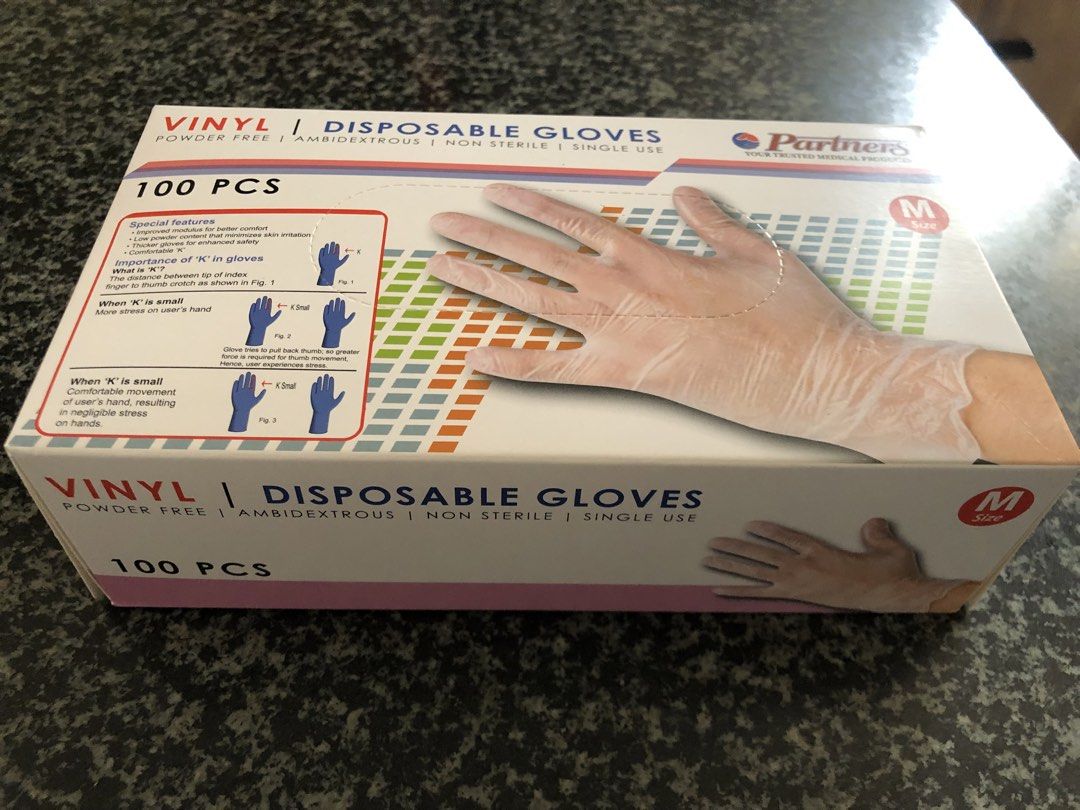 Partners Disposable Vinyl Gloves - Medium (100 pcs/box) (Category: Medical Supplies & Tools) located in Quezon City. Submitted by lots2love (Listing ID 1469812855, Image 2). Description: Partners Disposable Vinyl Gloves - Medium (100 pcs/box) - 9 boxes available - Medium size of vinyl gloves - all in great condition / brand new - purchased from Partners Medical store Location: Roxas District, QC.