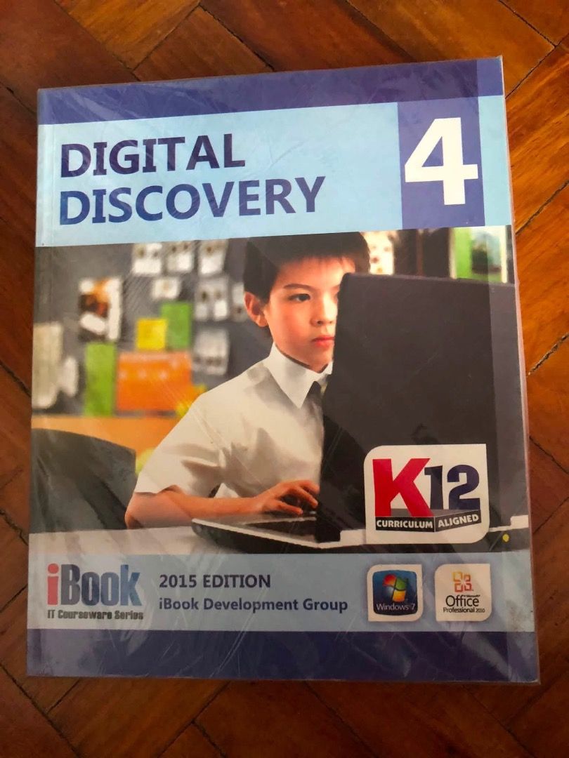[PB] Grade 4 - Digital Discovery 4 Textbook by iBook Development Group (Category: Children's Books) located in San Juan City. Submitted by ttanmien (Listing ID 1469890198, Image 2). Description: ⚜️✨⚜️✨⚜️✨⚜️✨⚜️✨⚜️ 💁🏻‍♀️SELLING PRICE: ₱100 Original Price: ₱590 💁🏻‍♀️Book Genre: NonFiction, Children's Nonfiction, Early Childhood Education (ECE) 💁🏻‍♀️Book insight: • Series: iBook IT Courseware Series • Target Software: The cover indicates it fea