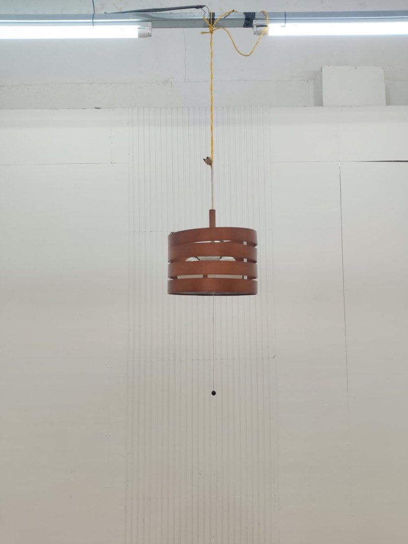 Pendant Light (Category: Lighting) located in Quezon City. Submitted by matetdevis13 (Listing ID 1469925116, Image 2). Description: Modern Wooden Slat Drum Pendant Light Price: 1,900 L12 x H8 In good condition Code JMD3-M831B.