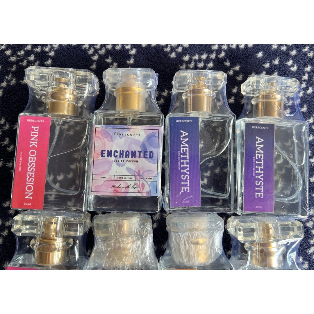 Perfume 30ml (Category: Fragrance & Deodorants) located in Quezon City. Submitted by all_items_50_each (Listing ID 1469773830, Image 2). Description: Perfume 30ml Scent: 50/Each Amethyste - 2 PCs available Bombshell - 2 PCs available Enchanted - sold. Honey & Nectarine - 2 PCs available Pink Obsession - sold. New, sealed Bought online 💲ALL ITEMS 50 each 💰MOP: GCash ➕Add shipping fee ❌NO rush shipping, meet up, haggling ✔️for rush, use grab/lala