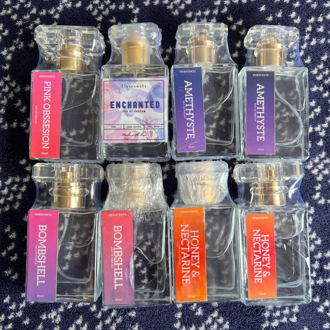 Perfume 30ml (Category: Fragrance & Deodorants) located in Quezon City. Submitted by all_items_50_each (Listing ID 1469773830, Image 1). Description: Perfume 30ml Scent: 50/Each Amethyste - 2 PCs available Bombshell - 2 PCs available Enchanted - sold. Honey & Nectarine - 2 PCs available Pink Obsession - sold. New, sealed Bought online 💲ALL ITEMS 50 each 💰MOP: GCash ➕Add shipping fee ❌NO rush shipping, meet up, haggling ✔️for rush, use grab/lala