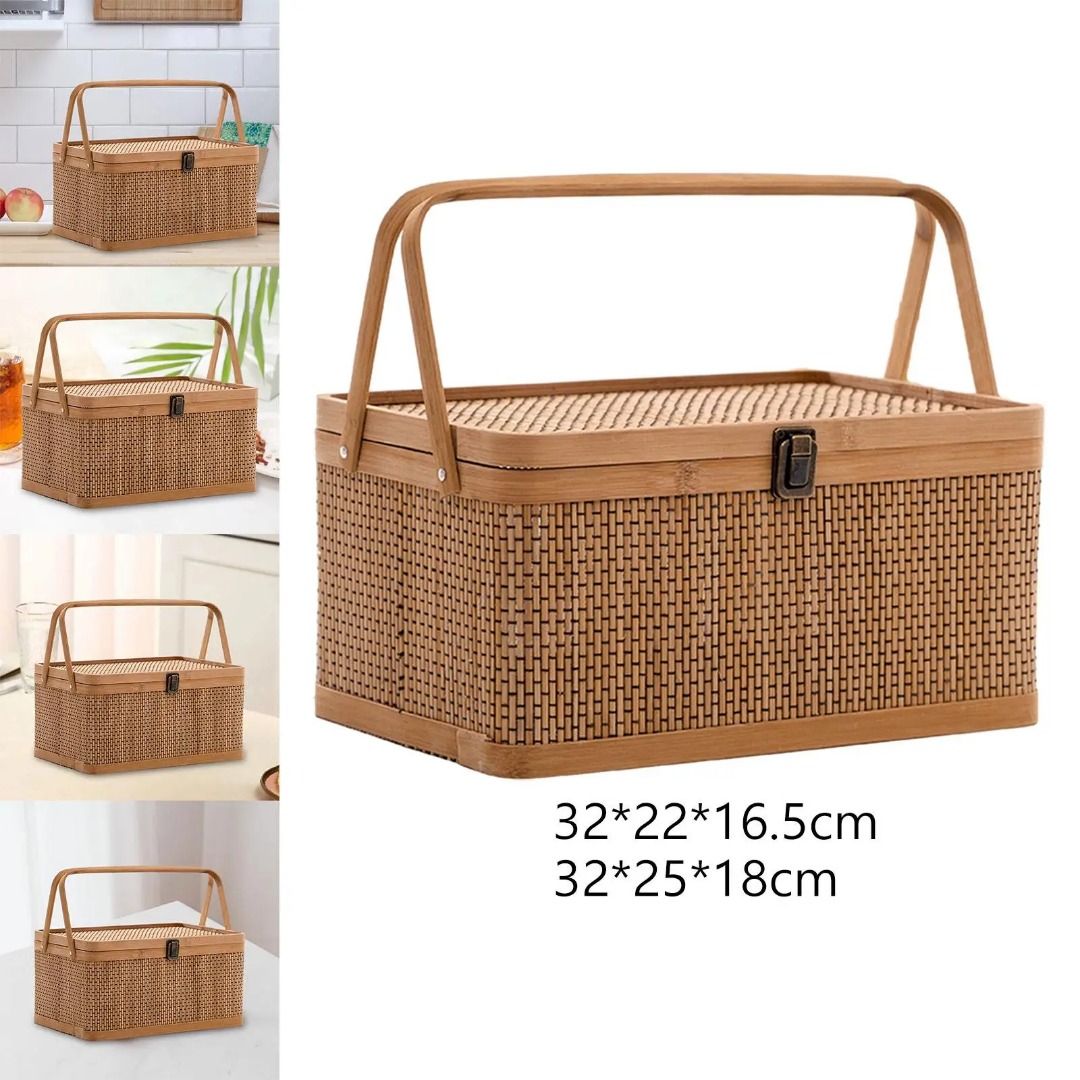 Picnic Basket Egg Container Lockable Lid with Handles Gift Basket ...
